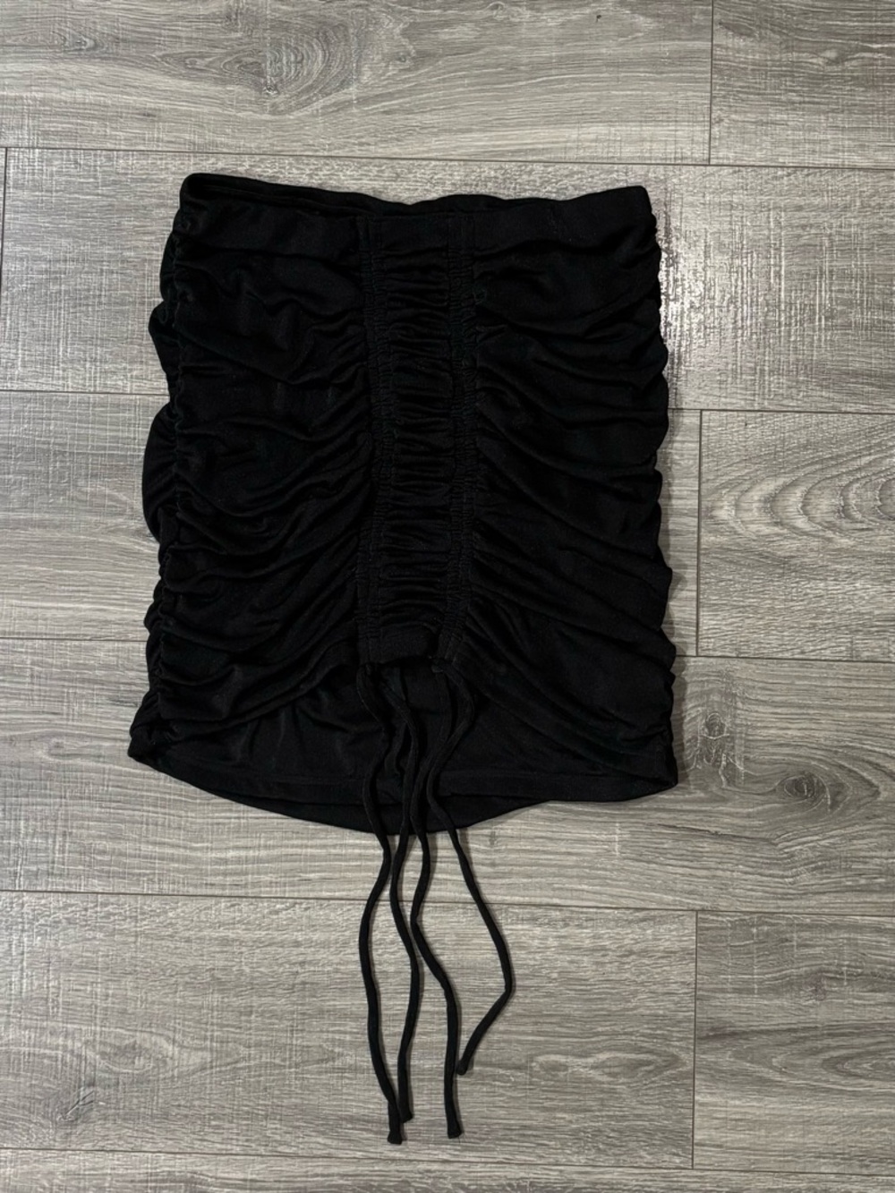 DYLN Black Ruched Mini Skirt XL NWT Drawstring Bodycon